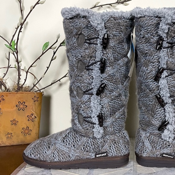 MUK LUKS® Felicity Faux Fur Lined Tall Cable Knit Sweater Boots - Picture 8 of 16